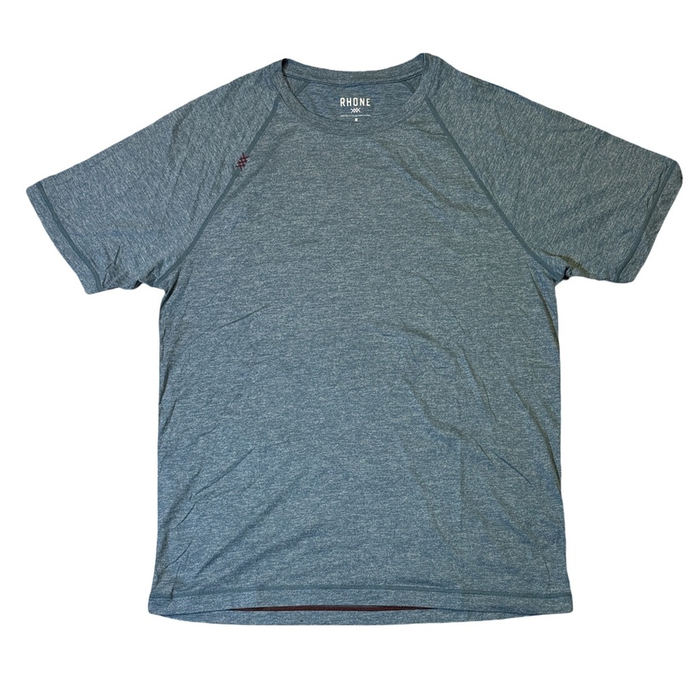 Rhone mens M Medium blue heather nylon blend performance t-shirt EUC